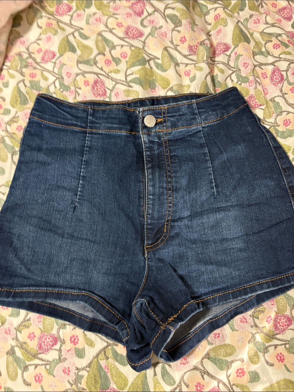 High-Waist Dark Blue Denim Women’s Shorts